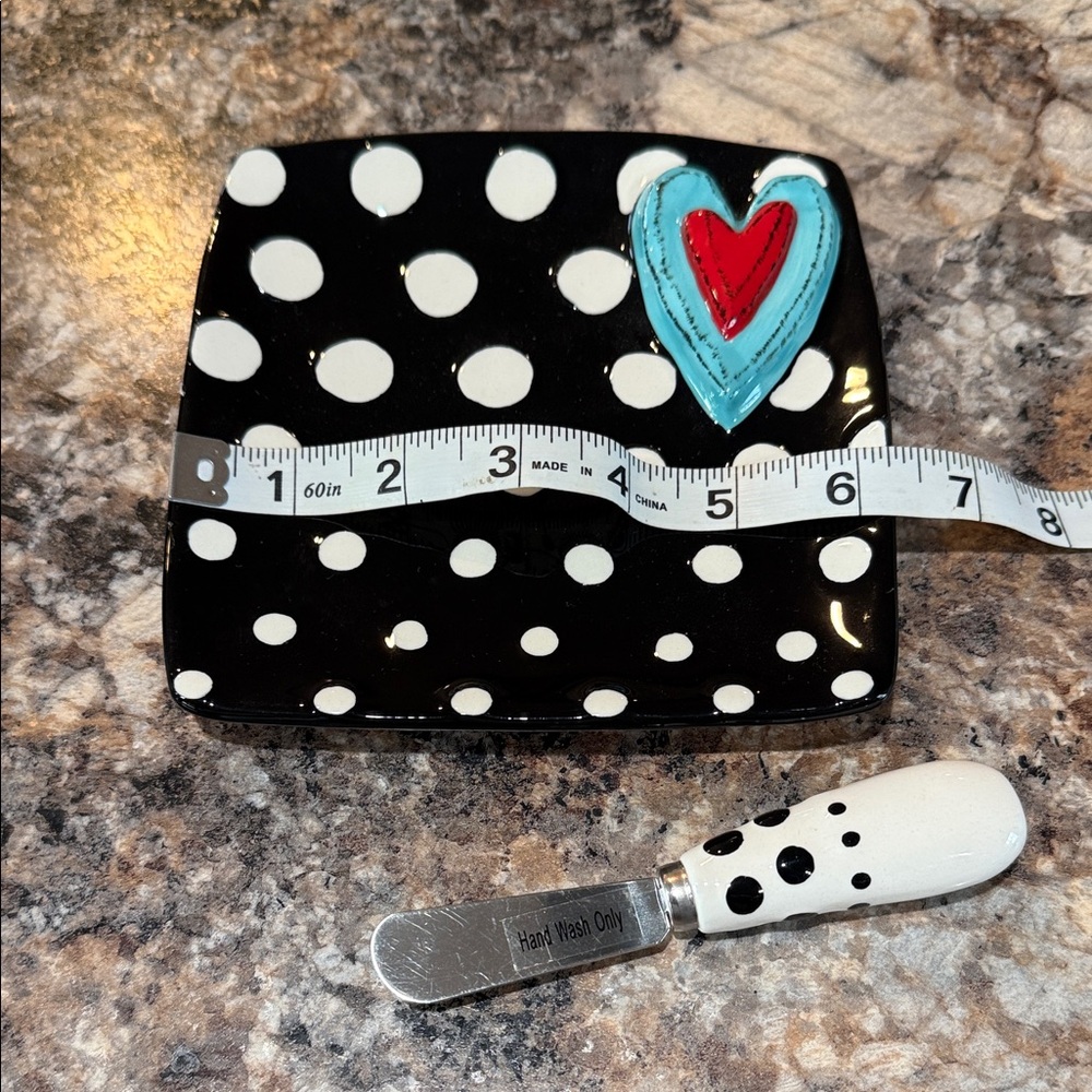 Polka Dot Heart Square Plate